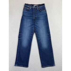 Levis Ribcage Straight Ankle Jeans Womens 25x27 Blue High Rise Stretch Denim